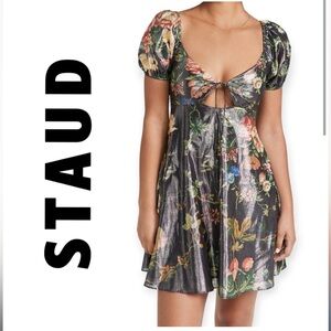 STAUD Shimmering Floral Mini Dress